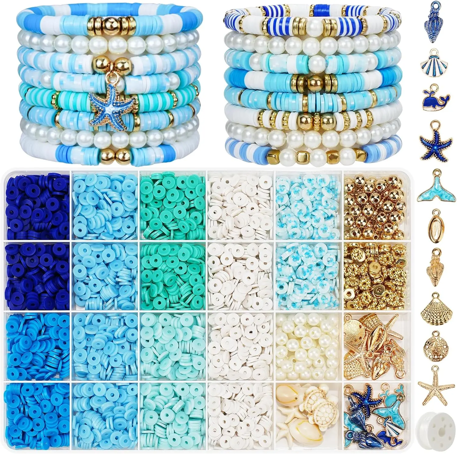 3000 Pcs Clay Beads Bracelets for Women Adults, Bracelet Making kit Golden Beads for Jewelry Making, Charms Bracelet Kit DIY Arts and Crafts Birthday Gifts