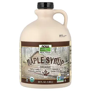 NOW Foods Real Food, Organic Maple Syrup, Grade A, Dark Color, 64 fl oz (1.89 L)