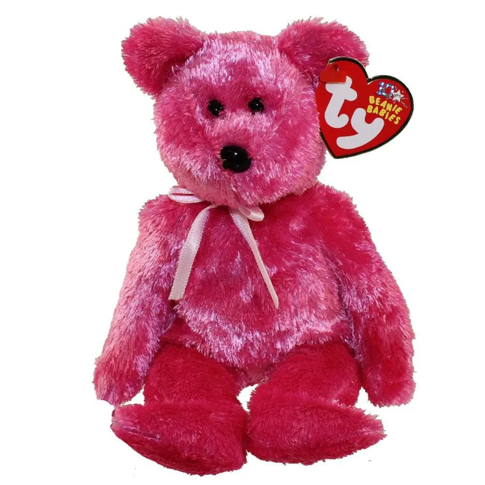 TY Beanie Baby - SHERBET the Bear (Raspberry Version) (8.5 inch) (2002) MWMTs