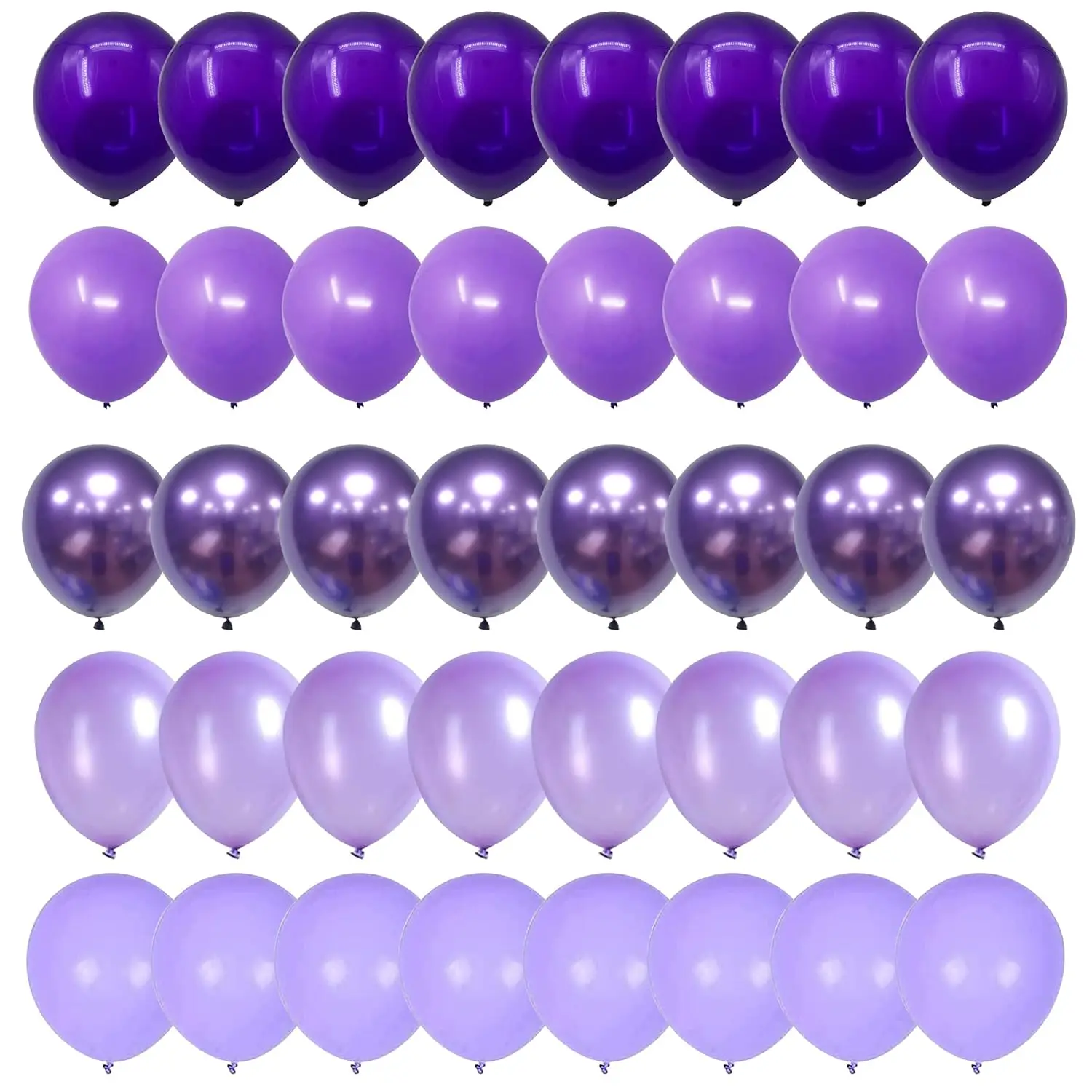 Purple Balloons, 60 Packs 12 Inch Metallic Chrome Purple Pearl Macaron Light Lavender Different Shades Balloons For Girl Birthday, Wedding, Anniversary, Baby Shower, Princess Decoration