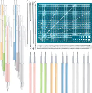 24 Pcs Art Cutting Tools Kit,Including 6 Carving Craft Paper Pen Cutting Tool with 12 Refills 4 Weeding Art Tool Double Sided Cutting Mat for DIY Project Art Hobby,Hand Tools Kits