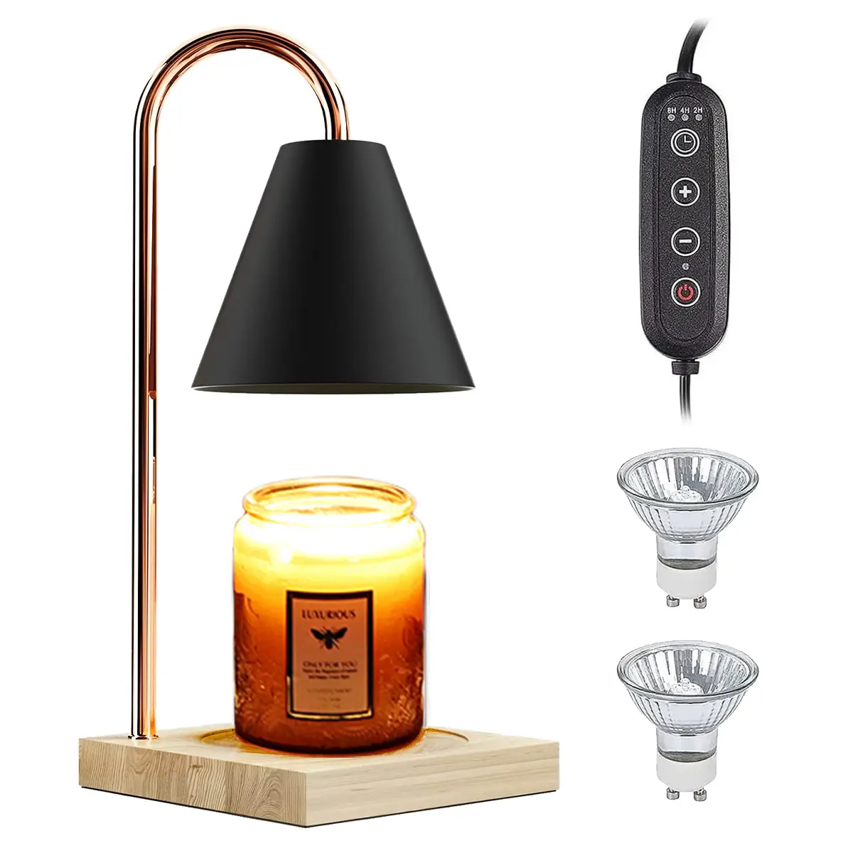 Electric Candle Lamp Warmer, Candle Warmer Lamp with Timer, Gifts for Women, Bedroom Home Decor Dimmable Wax Warmer for Scented Wax with 2 Bulbs, Bes