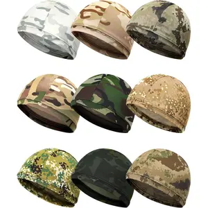 9 count Cooling Skull Cap Camo Liner  Wicking Lightweight Cycling Cap Running  hat for Men Women(Sports & Outdoor)