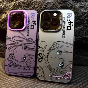 Anime Cute Rem Emilia TPU Phone Case - Durable Shockproof Casing for iPhone 17 Air,16,15,14,13,12,11 Pro Max Plus - Mobile Accessories for Handheld Smartphones with Protection Function