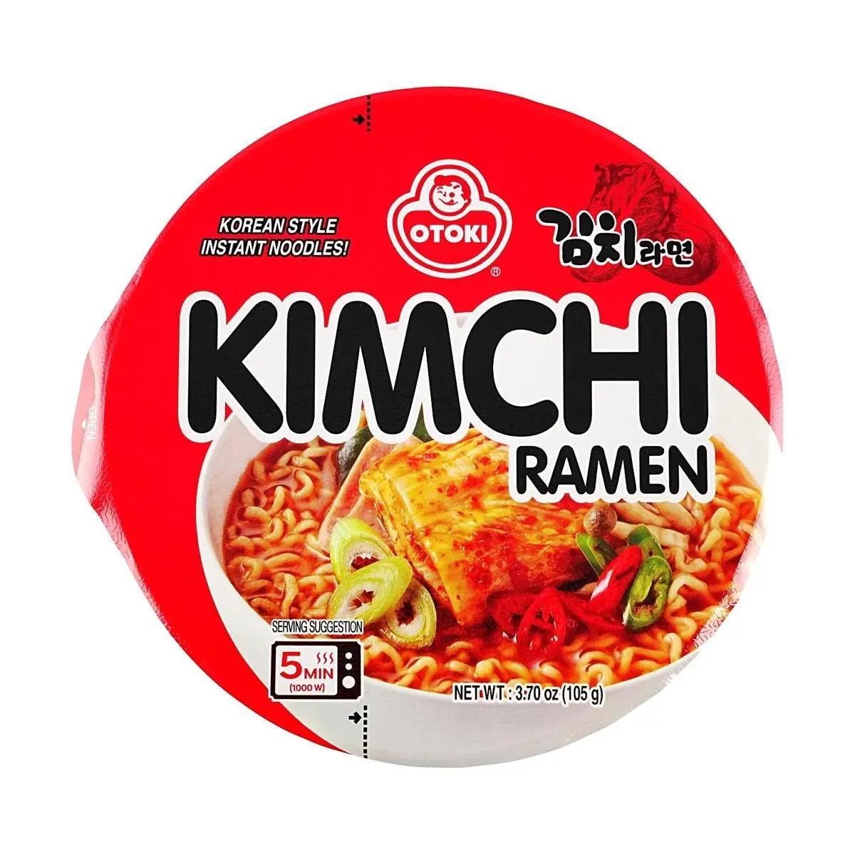 OTTOGI Korean Kimchi Ramen Noodle Bowl - Authentic Spicy Instant Ramyeon (105g)