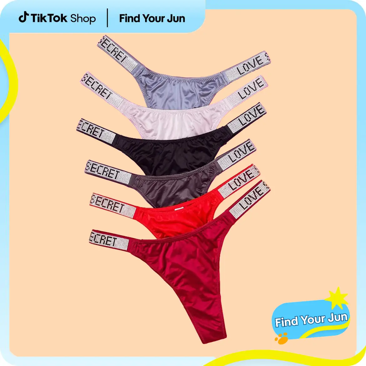 6-pack Women's letter rhinestone thongs, soft, comfortable and breathable underwear, suitable for daily wear, sports, and four-season multi-pack unde