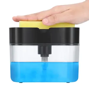 Dish Soap Pump Dispenser & Sponge Holder Set, Colors Available, Kitchen Sink Accessory, Includes 1 Sponge, Size 4.5x2.5x0.7 Inches