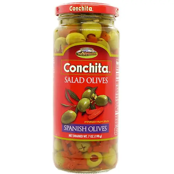 Conchita Spanish Salad Olives with Red Sweet Pimentos, 7 oz Canned Pantry Food Item