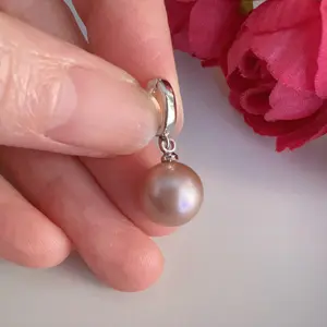 AAAA Freshwater Pearl Universal Pendant, Round Natural Pearl in Sterling Silver Setting