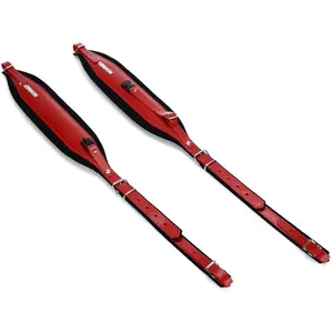 Hohner ACC21 Extra-Large Leather Accordion Strap with Back Strap - Red on Black
