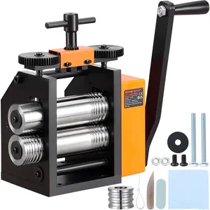 【Summervibes】VEVOR Rolling Mill, 3"/76 mm Jewelry Rolling Mill Machine, 1: 2 Gear Ratio, 3-in-1 Multi-function Rolling Mill, 0.1-7mm Press Thickness for Metal Jewelry Making Sheet Square Wire Semicircle Pattern