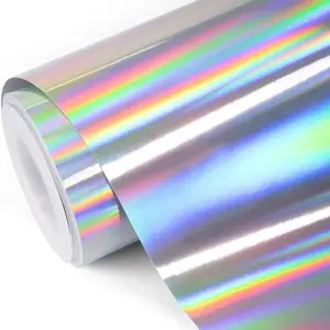 Glossy Holographic Plating Laser Chrome Silvery Vinyl Wrap Film With Air Release Self Adhesive DIY Car Motorcycle Sticker Decal