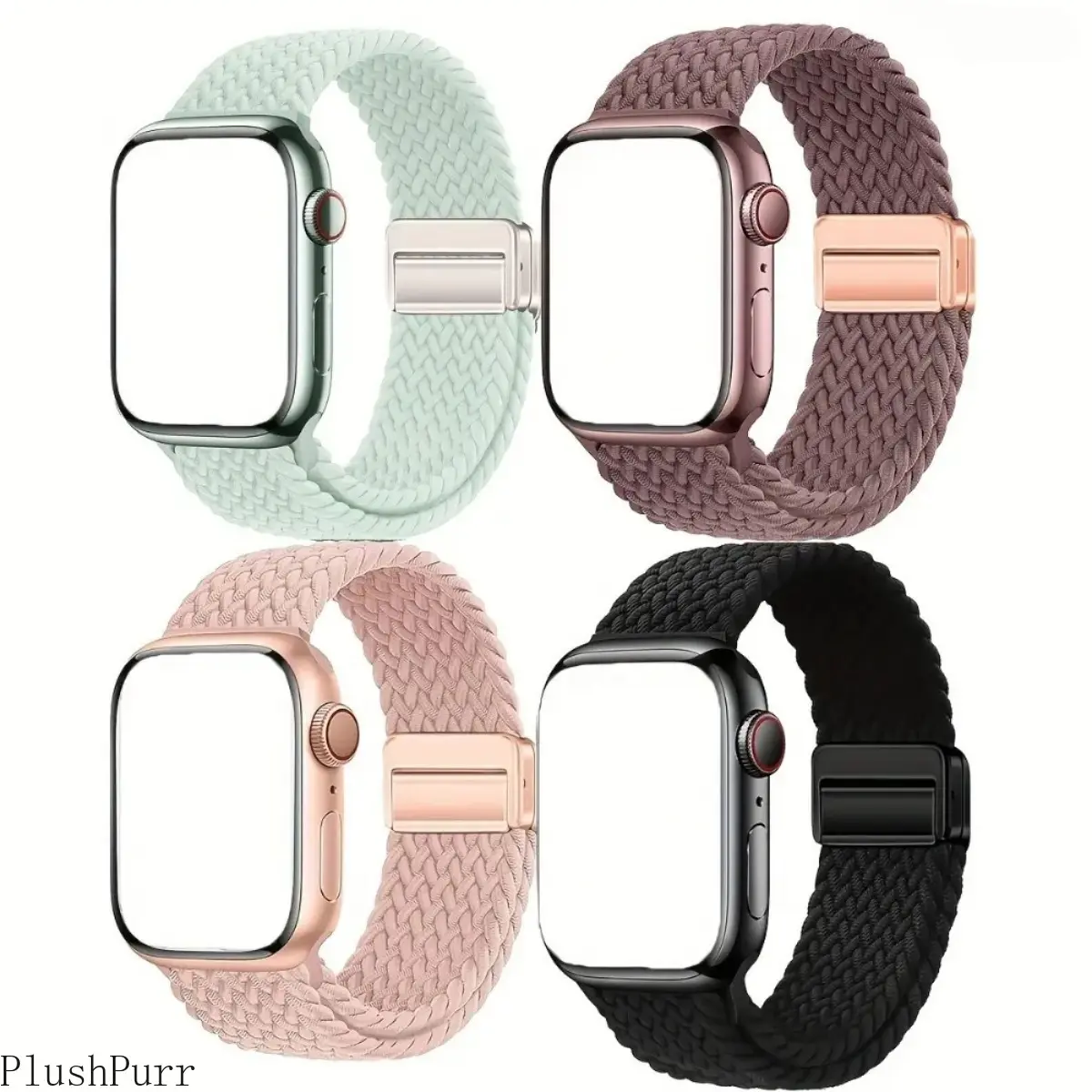summerwins 4-Pieces Mixed Colors 1 Recycled Magnetic Buckle Braided Nylon DIY Bag Accessory, Elastic Sport Loop Tech Accessory, Wearable for Series 1-10 SE Ultra/Ultra 2, 38-49mm 38/40 Size (Band Only, Sports & Outdoor Fan Shop Premier League Use)