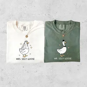 Mrs. Silly Goose Bride Shirt, Married Couple Matching Shirt, Bride To Be Funny Goose Lover Shirt,Wedding Gift,Funny Newlywed Gift For Couple