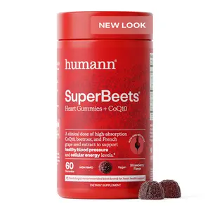 Humann SuperBeets Heart Gummies Advanced plus CoQ10 - Blood Pressure and Energy Support, Strawberry Flavor, 60 Count