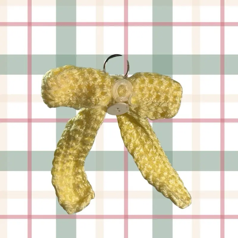 CROCHET BUTTON BOWS KEYCHAIN/BAG CHARM