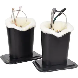 Pack of 2 Plush Lined Eyeglasses Holder Stand Protective Glasses Case For Desks Or Nightstands