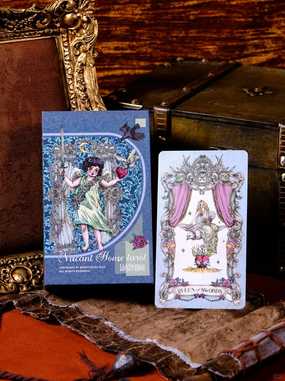Wohstudios Collector's Edition Witch Doll Theme Tarot Cards - Retro Hand-Painted Colored Pencil Style, Gold-Foil Edged Pages, Horror-Eccentric Design, Skull-Infused, Artificial, Ideal Halloween Gift for Vacant House Enthusiasts