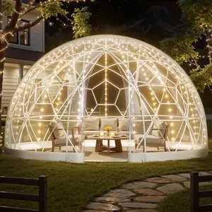 【Summervibes】VEVOR Garden Dome Igloo, 15 x 9.5 ft Outdoor Clear Bubble Tent for 10-14 Person, Weatherproof Geodesic Dome Greenhouse with Window, PVC Igloo Tent for Backyard Patios Camping Party Wedding