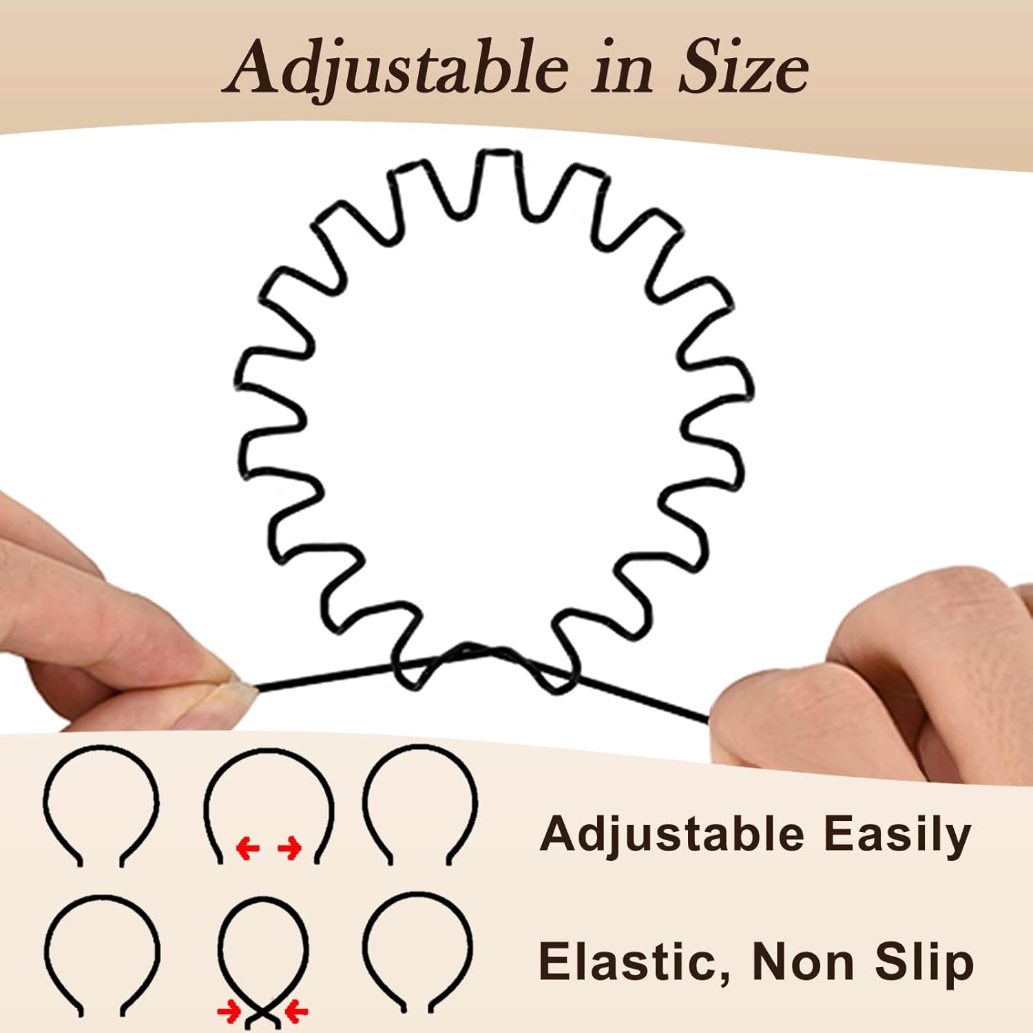 11pcs Elastic Headbands&Hair Bands Set,Metal Headbands for Men and Women,Wavy Adjustable Wire Hair Bands, Unisex Non-Slip Elastic Headband for Workout, Face Washing, Curly Hair & Daily Use#SummerWins