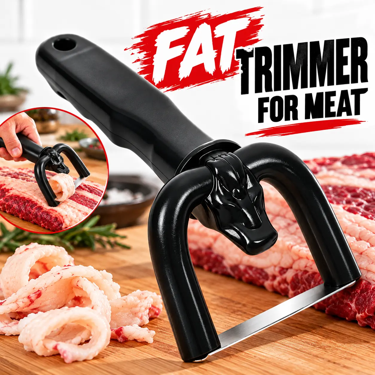 Handheld Meat Fat Trimmer with Non-Slip Grip, Kitchen Tool for Beef, Pork, Steak Prep & BBQ (Nature Exploration Accessory for Outdoor Play)