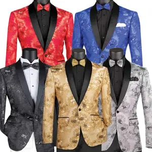 Mens Slim Fit Fancy Jacket with Matching Bow Slim-fitting Menswear Fashion Coats Prom