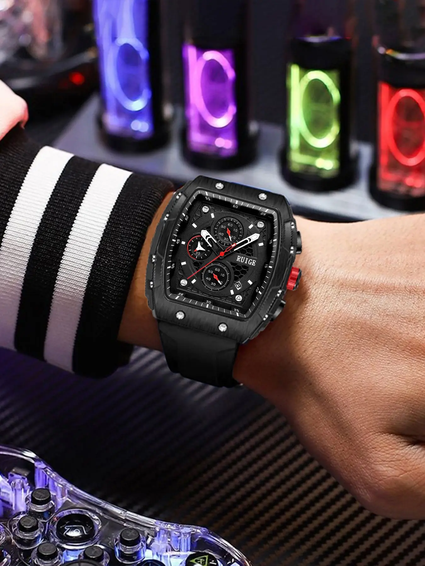 Men's Sportive Digital Quartz Wristwatch, Fashionable Square Dial Digital with Silicone Strap, Modern Trendy Watch for Daily Life, Gifts with Box, High End Watch, Quartz Watches