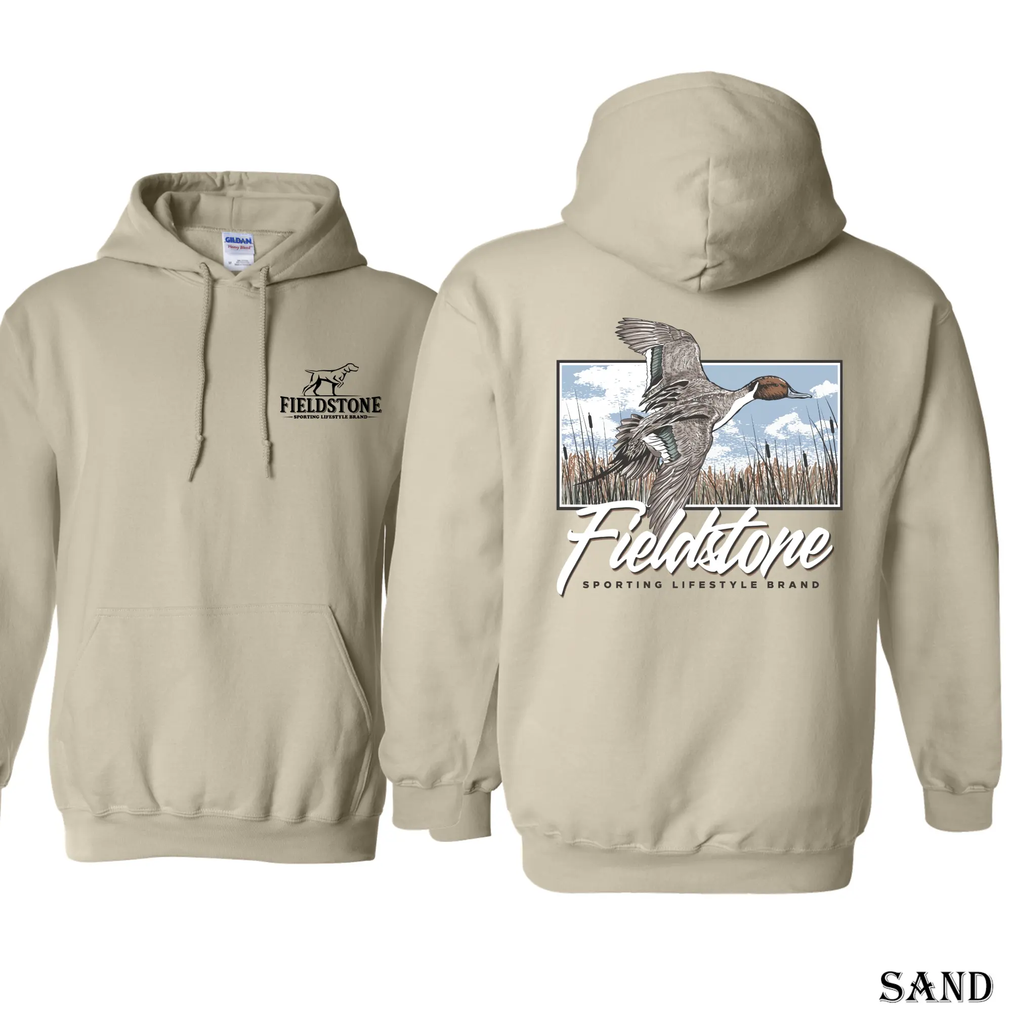 Fieldstone Pintail Duck Hoodie, Double Sided Duck Hunting Graphic Hoodie, Casual Outdoor Hoodie for Men and Women, Menswear Top Oversized
