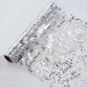 Silver Color Table Runner Roll, 9 Feet Long, 11.02 Inches X 108.27 Inches, Sparkle Foil Metallic Mesh, Party Decorations