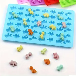 Silicone Dinosaur Shaped Fondant Mold, 48pcs/set Cute Animal Shaped Chocolate Mold with Dropper, Baking Mold Kit for Creative Desserts Silicone Molds Bakeware Molding