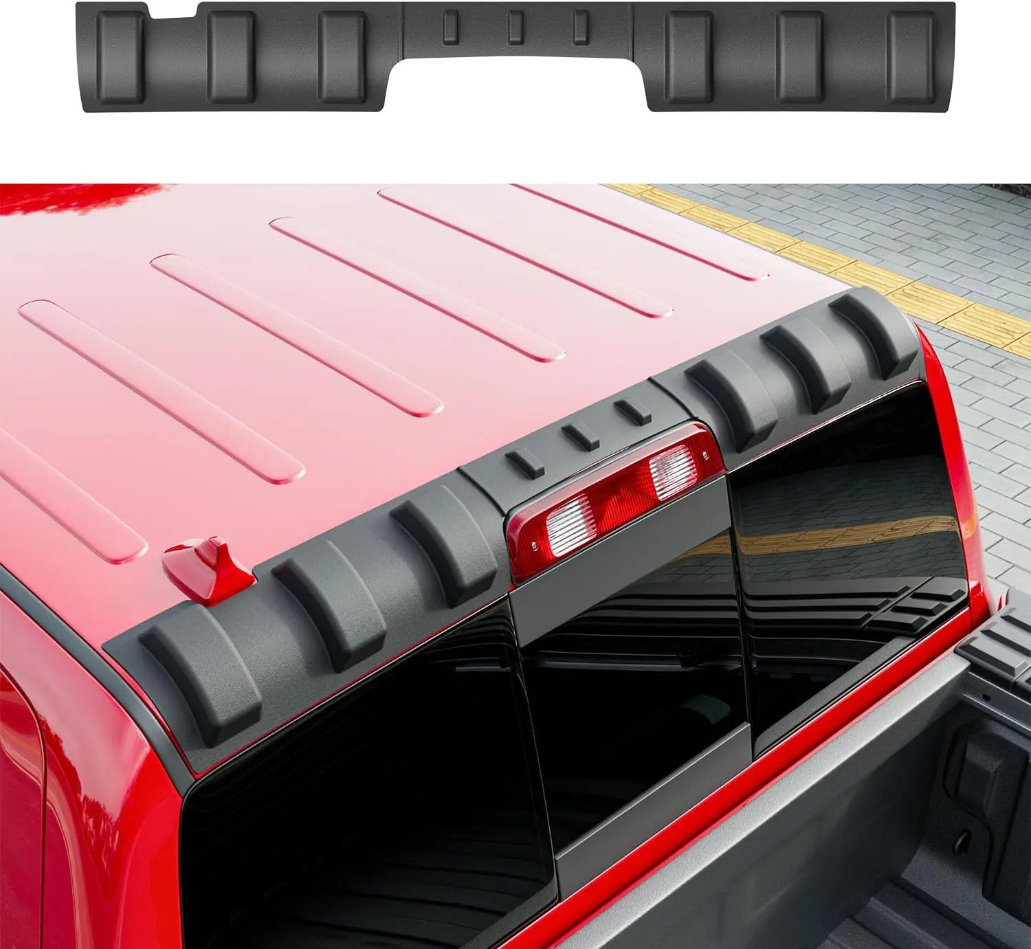 [Fits 09-18 RAM 1500] Rear Roof Protector Compatible with 2009-2018 Dodge Ram 1500 Truck Cab Roof Cover Replacement for 2009 2010 2011 2012 2013 2014 2015 2016 2017 2018 Dodge Ram 1500 Accessories