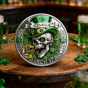 St Patrick's Day Coin, Lucky Skull Collectible Challenge Coin, Irish Pride Gift, Festival Decoration, Surprise Gift for Family Friends