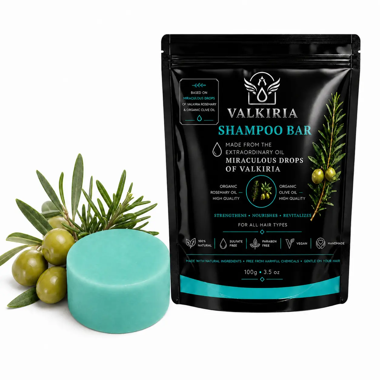 VK Gotas Sagradas Shampoo Bar with Organic Ingredients, Essential Oils & Plant Extracts – Natural Moisturizing Hair Care & Cleansing – 100g – Made in USA