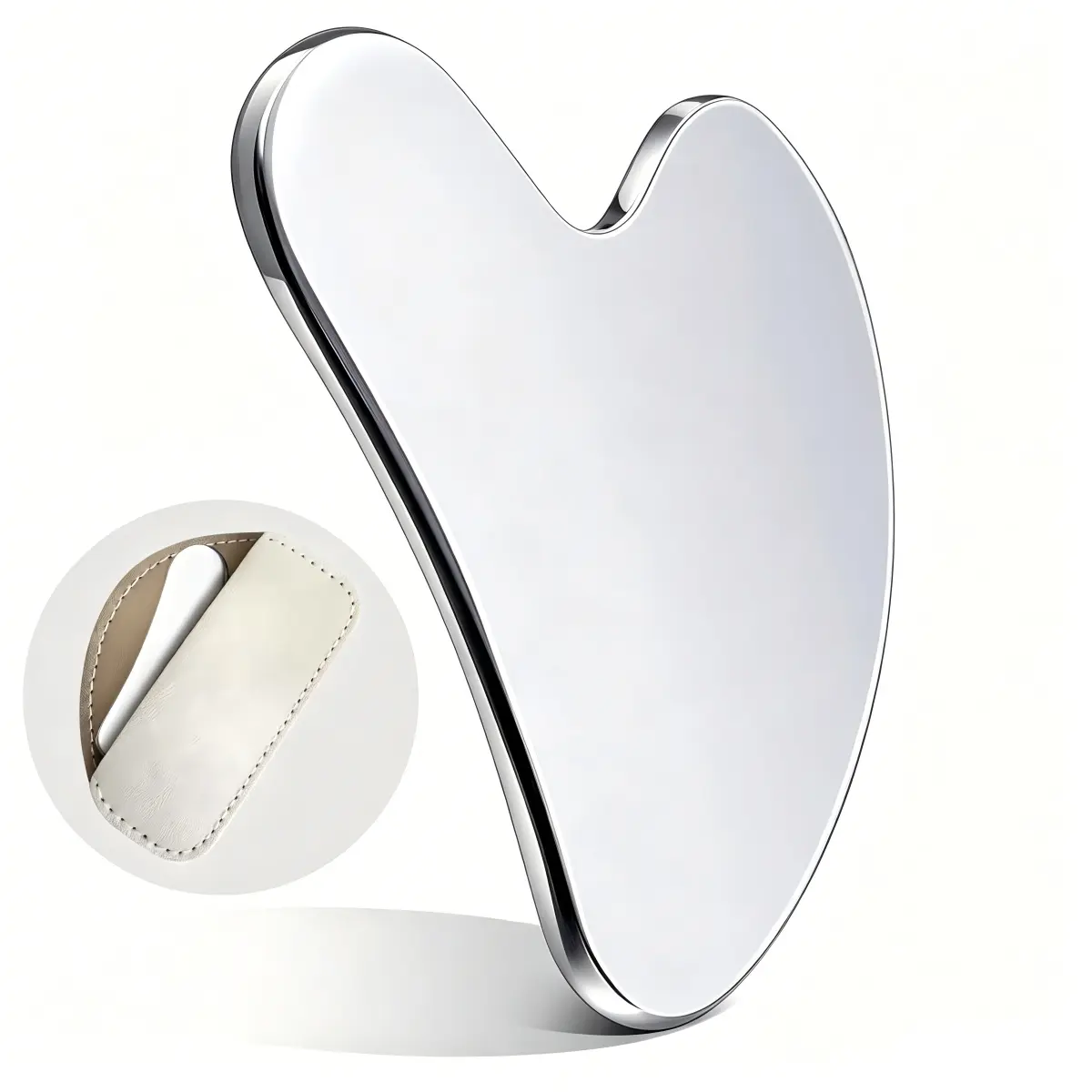 Stainless Steel Gua Sha Daily Care Tool - At Home Facial, Anti-Wrinkle Facial Sculpting, Tightening, Neck Massage Glide for Firming, Lifting, Circulation Boost on Face, Neck & Body Gift