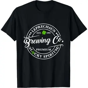 Leprechaun Brewing Co Clover Vintage Irish St. Patrick's Day T-Shirt,Made in USA