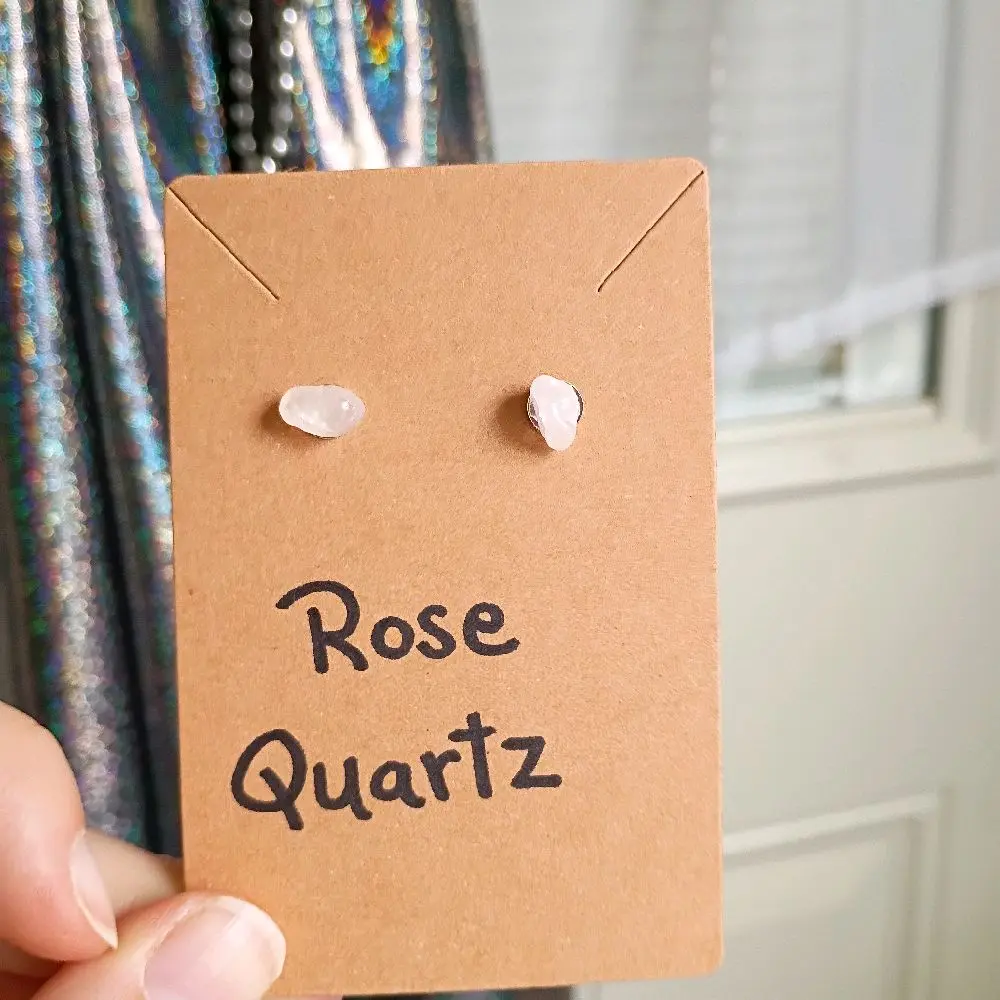 Rose Quartz Crystal Stud Earrings