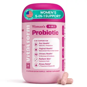 VitalForm Women’s Probiotic with 20B CFU – 5-in-1 Vaginal, Gut, Urinary, Skin & Mood Support – D-Mannose, Cranberry, Hyaluronic Acid, L-Theanine, Vitamin D – Vegan, Non-GMO – 30 Capsules