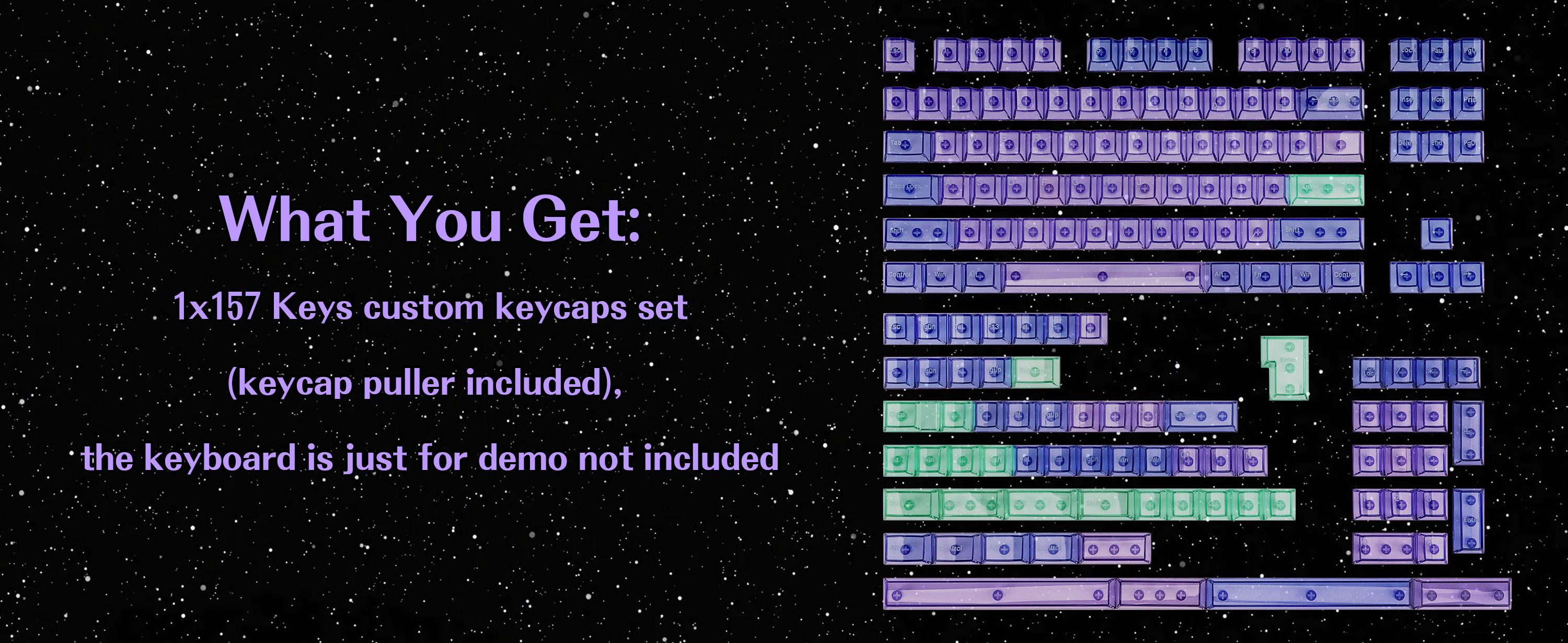 157 Keys Custom Pink Clear Transapent Keycaps PC Material UV Tranfer Purple Clear Keycaps Set Fit for 61/64/87/104/108 Mechanical membrane Keyboard Cherry Mx Switches outdoorfun