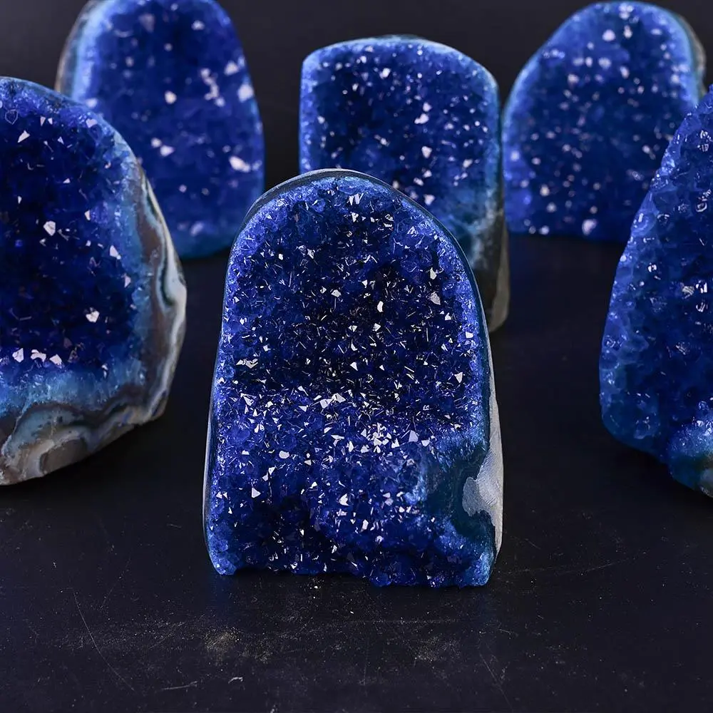Natural Crystal Stone Ornament, 1 Count Mini Blue Unique Crystals Cluster, Fengshui Ornament, Home Decor for Living Room, Bedroom, Office, Bookshelf, Desk, Crystal Ornaments