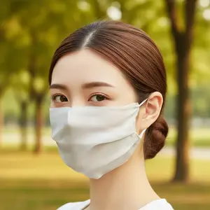 Women's 100% Mulberry Silk Sun Protection Face Mask - Double-Layer, Breathable, Skin-Friendly, Lightweight Ear-Loop Cover for Outdoor, Daily Use with UV Defense
