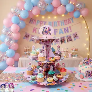 Kpop Idol Dessert Display Tower, Three-Tier Cupcake Stand, Millennium Style Birthday Party Supplies, Cake Decorations, Unisex Design, Perfect for Events & Celebrations