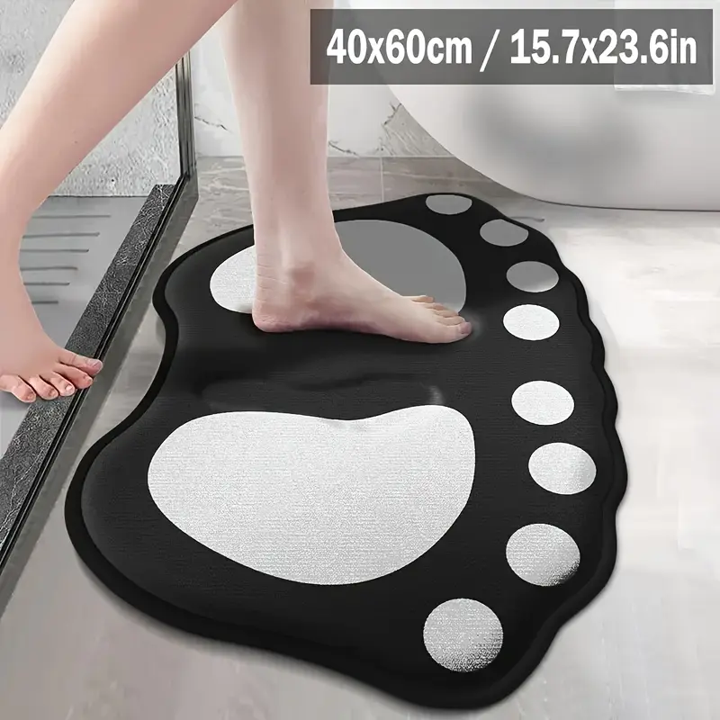 Flannel Embossed Leaf Pattern Non-Slip Foot Mat, New Style Bathroom Flannel Toilet Mat, Rug for Washroom, Restroom Floor Mat, Bathtub Side Mat, Toilet Mat, Bathroom Carpet