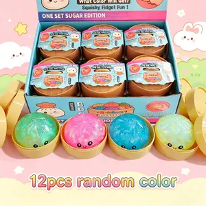 12 piece set - ribbon style soft bun toy, steamer tray, tabletop toy, new bun squeezing pressure reducing ball, squeezable pressure reducing soft dough, perfect for Halloween, Thanksgiving or Christmas gifts, party gifts-random color
