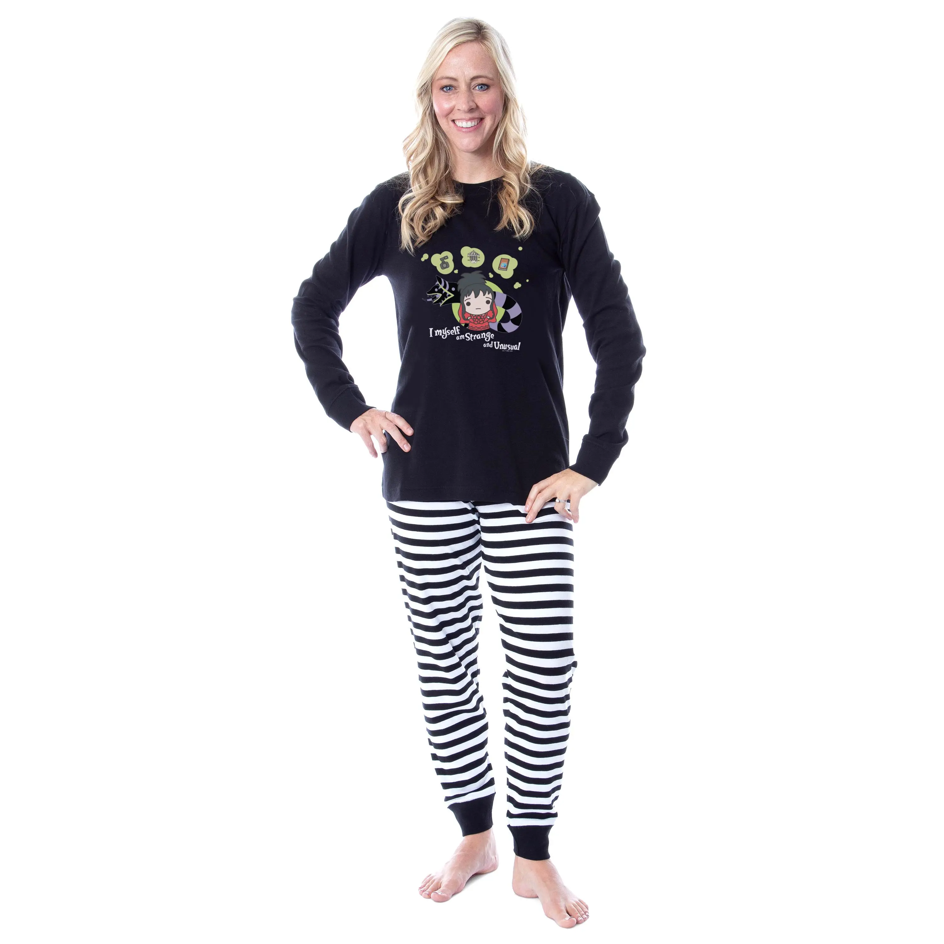 Beetlejuice Movie Film Chibi Lydia Deetz I Myself Am Strange And Unusual Adult Unisex Sleep Pajama Set