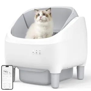 Self-Cleaning Open-Top Cat Litter Box, 95L Large Space for Multiple Cats, App/Manual Dual Control with Safety Protection, Includes 2 Rolls of Waste Bags, Summer Glow