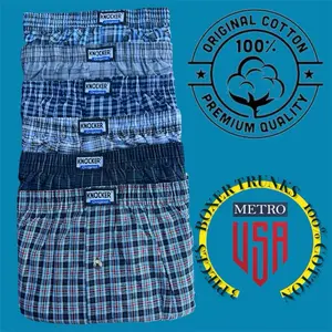 100% COTTON Knocker Boxer Trunk 3 Pack Multi Color/Patterns  Lot Plaid Shorts Underwear ,Bottom Fly , Briefs Menswear