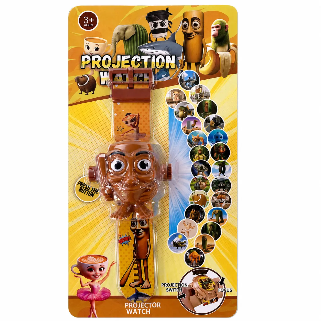1 Pc 3D Meme Mythical Creature Projection Wristwatch - Casual, Sweatproof, Flexible Adjustable Strap Novelty Educational Toy for Boys - #1 Best White Elephant & Gag Gift, Birthday Reward