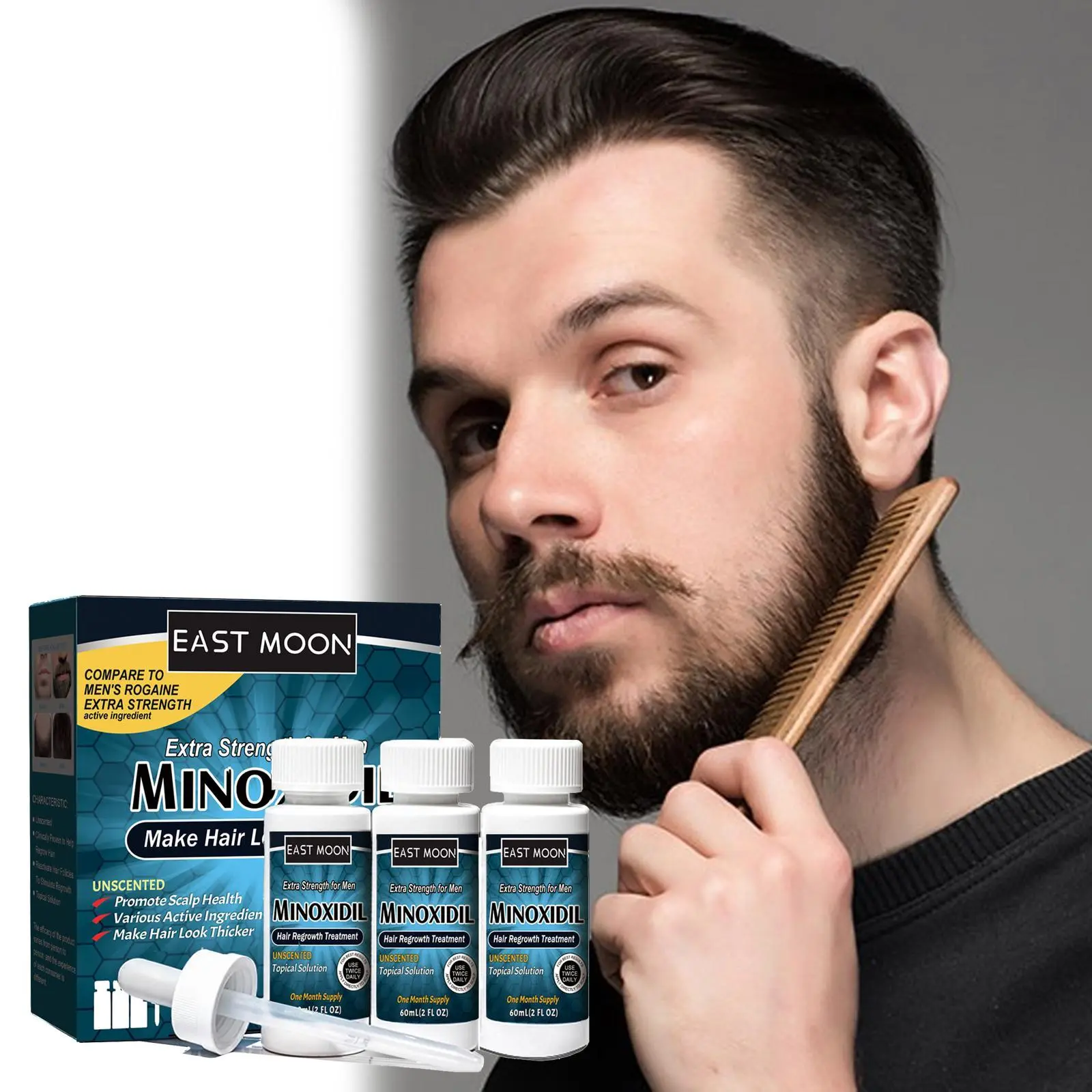 Hair Loss Treatment for Men, 5% Minoxidil Topical Liquid Solution Supporting Regrowth for Severe Thinning, Hair Care, Growth Hair Care