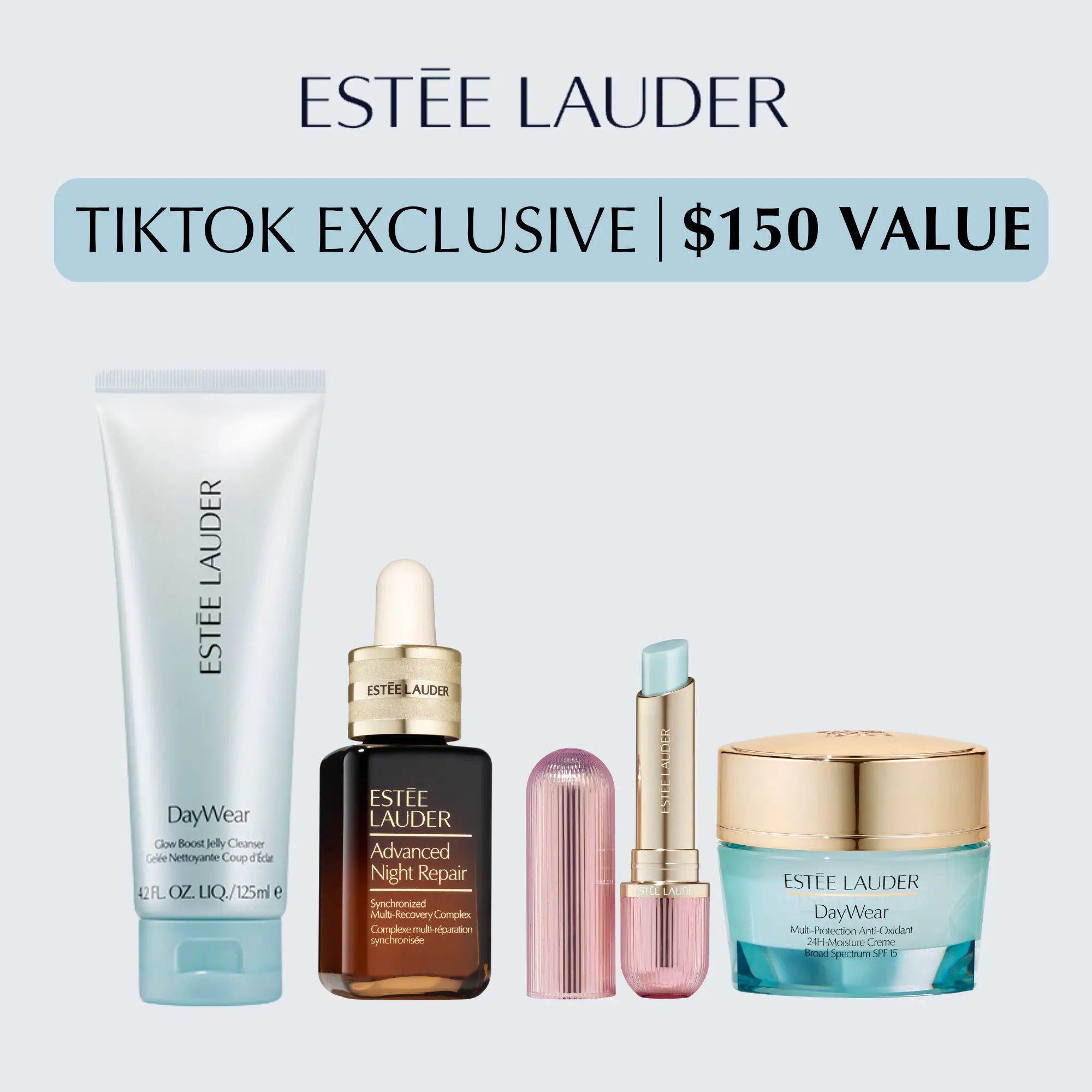 [Estée Lauder] Glow Essentials Skincare & Lip Bundle | Anti-Aging Moisturizer | Hydrating Face Moisturizer | with Hyaluronic Acid & Peptides 2-piece est