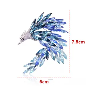 Phoenix Corsage Pin Reborn Fire Bird Brooch Color Rising from Ashes 7.8cm x 6cm Elegant Luxury Accessory for Daily Wear & Special Events Year-Round Resurrection-Themed Pin